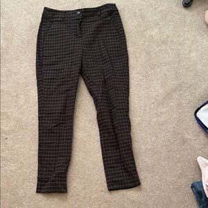 LOFT Dark Plaid High Waist Pants